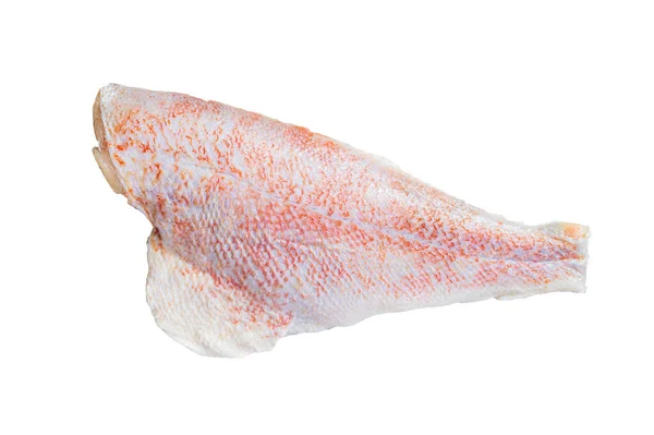 Rauwe Rode Baars Filet Roodbaars Vlees Geïsoleerd Witte Achtergrond — Stockfoto
