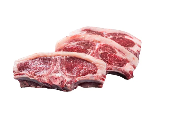 Roh Frisches Fleisch Lamm Hammelsattel Isoliert Auf Weißem Hintergrund — Stockfoto