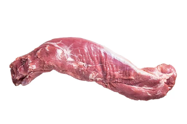 Rohes Filetfleisch Vom Schweinefilet Isoliert Auf Weißem Hintergrund — Stockfoto