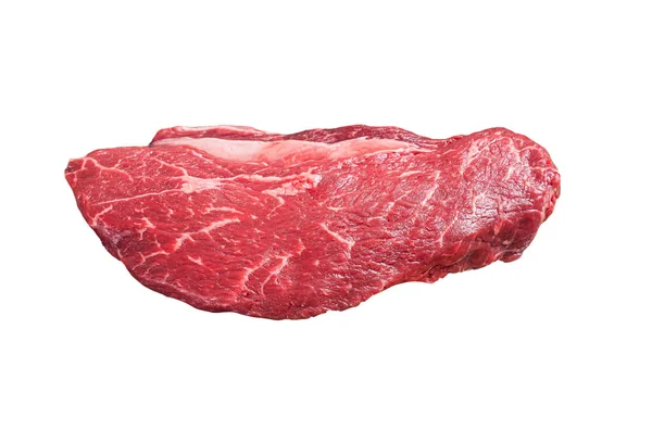 고깃덩어리 쇠고기 스테이크 스테이크 준비가 배경에 고립됨 — 스톡 사진