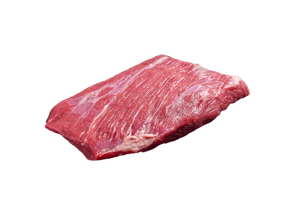 最高の選択の側面ステーキ ハーブと大理石のボード上の生の牛肉の肉 白地に隔離された — ストック写真