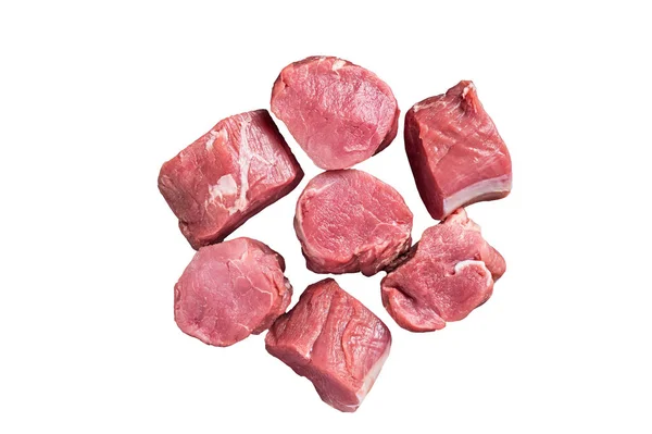 Filet Porc Cru Médaillons Steaks Isolé Sur Fond Blanc — Photo