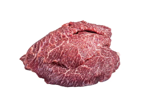 Traditionele Duitse Rauwe Biefstuk Wangen Slagerstafel Geïsoleerd Witte Achtergrond — Stockfoto