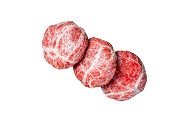 Rauwe Atriaux Koteletten Gemalen Varkensvlees Gewikkeld Caul Vet Zwitserse Worst — Stockfoto