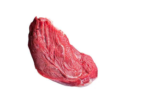 Сырая Говядина Кусок Мяса Гриля Специями Изолированный Белом Фоне — стоковое фото