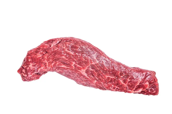 Carne Fresca Crua Bife Machete Saia Isolado Sobre Fundo Branco — Fotografia de Stock