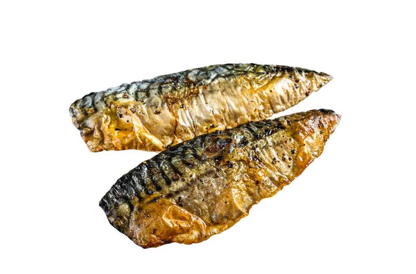 Gegrilde Makreel Vis Filet Een Grill Geïsoleerd Witte Achtergrond — Stockfoto