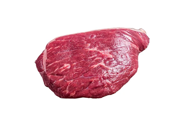 Roh Geschnittenes Rumpf Rindfleisch Oder Roastbeef Auf Dem Schlachttisch Isoliert — Stockfoto