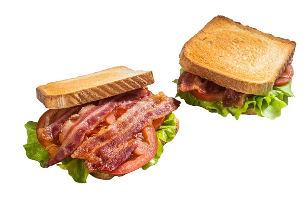 Sandwich Tostato Blt Con Pancetta Pomodoro Lattuga Isolato Sfondo Bianco — Foto Stock