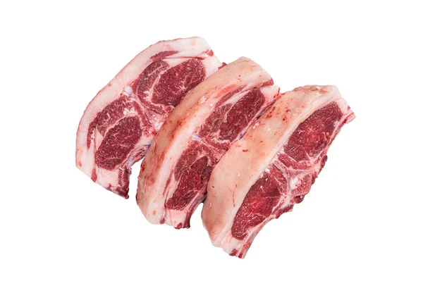 Rauw Vers Vlees Lam Schapenvlees Zadel Geïsoleerd Witte Achtergrond — Stockfoto