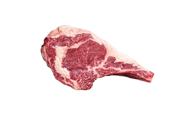 Suše Zrající Syrový Kovboj Nebo Žebírko Steak Izolováno Bílém Pozadí — Stock fotografie