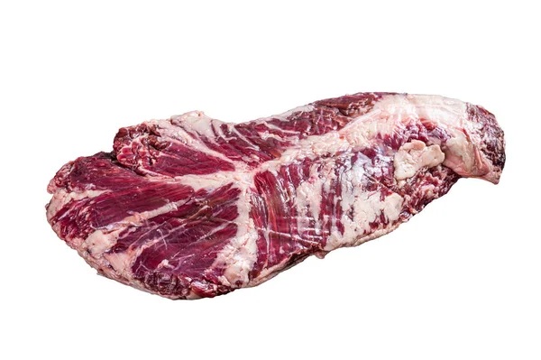 고기를 나길게 스테이크 얹는다 배경에 고립됨 — 스톡 사진