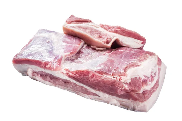 Vientre Cerdo Crudo Con Piel Una Mesa Carnicero Aislado Sobre —  Fotos de Stock
