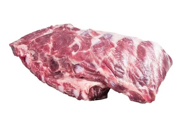 Rack Mit Rohen Schweinefleisch Rippchen Isoliert Auf Weißem Hintergrund — Stockfoto