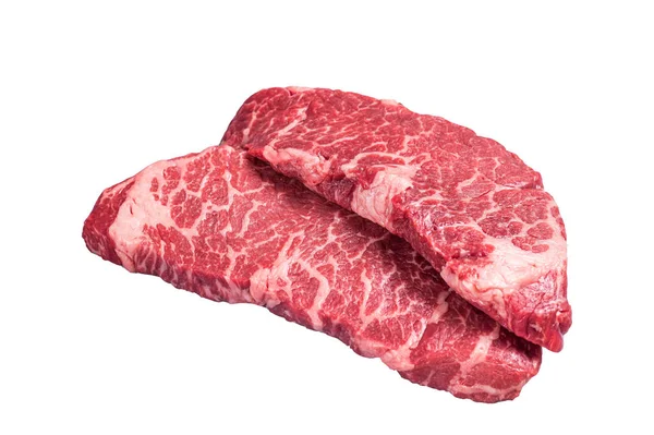 Rauwe Denver Rundvlees Biefstuk Geïsoleerd Witte Achtergrond — Stockfoto