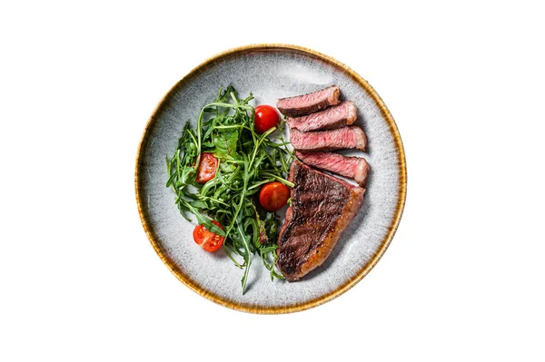 Daging Steak Sirloin Daging Sapi Panggang Piring Dengan Salad Sayuran — Stok Foto