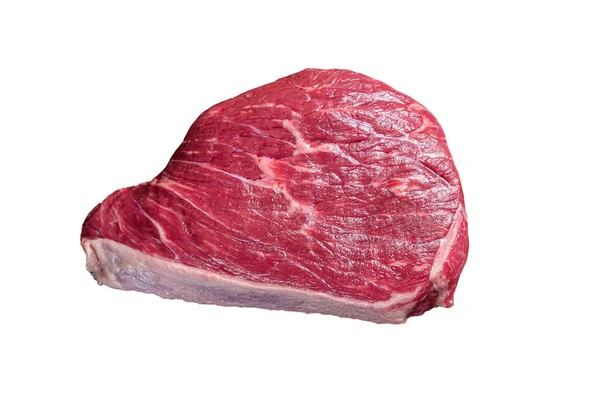 Roh Geschnittenes Rumpf Rindfleisch Oder Roastbeef Auf Dem Schlachttisch Isoliert — Stockfoto