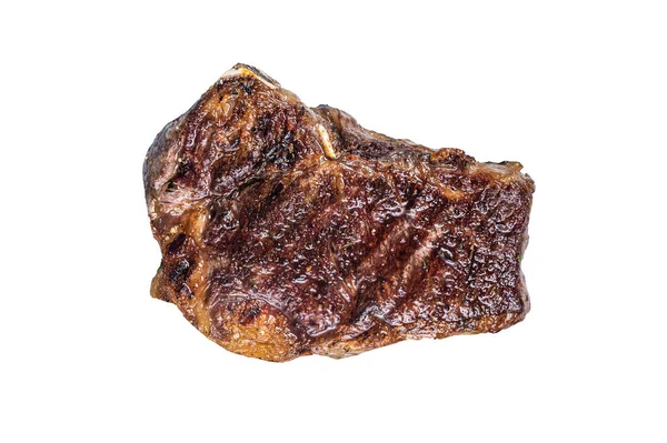 Izgara Striploin Bifteği Veya New York Bifteği Beyaz Arkaplanda Izole — Stok fotoğraf