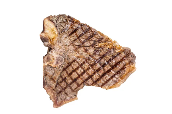 Gegrilltes Bone Oder Porterhouse Rindfleisch Steak Isoliert Auf Weißem Hintergrund — Stockfoto