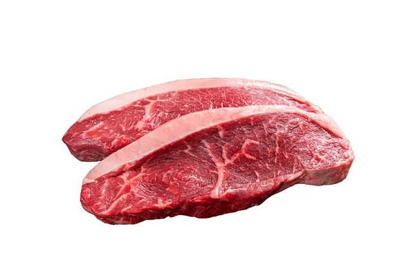 Top Sirloin Beef Steak Brazilian Picanha Raw Meat Butcher Cleaver — Stock Photo, Image