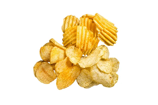 Heerlijke Aardappel Chips Crinkle Zelfgemaakte Hete Bbq Een Houten Plank — Stockfoto