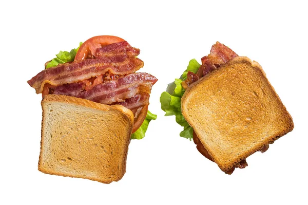 Sandwich Tostado Blt Con Tocino Tomate Lechuga Aislado Sobre Fondo — Foto de Stock