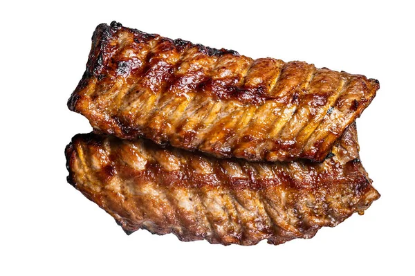 Barbecue Grilled Pork Spare Ribs Isolated White Background — Stock Photo, Image