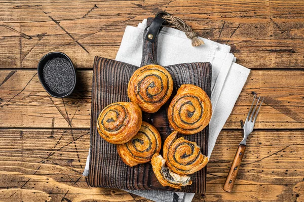 Poppy Seed Rolls Cardamom Buns Traditional Nordic Baked Sweet Breads — Fotografia de Stock