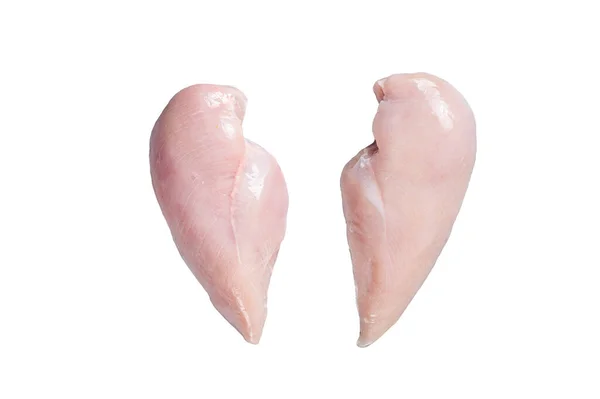Kycklingbröstfilé Slaktarbordet Isolerad Vit Bakgrund — Stockfoto