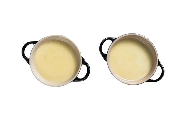 Sopa Creme Batata Caseira Taças Isolado Sobre Fundo Branco — Fotografia de Stock