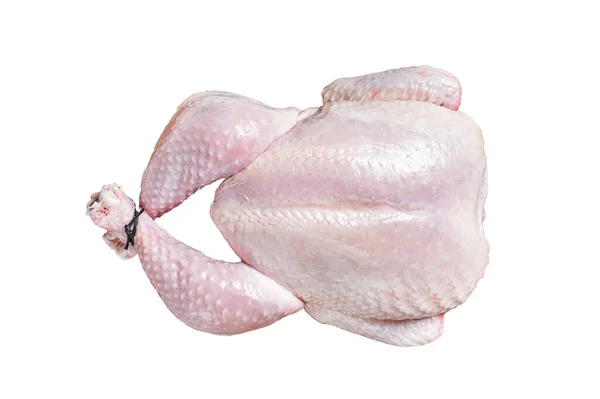 Rohes Huhn Geflügelfleisch Holzteller Isoliert Auf Weißem Hintergrund — Stockfoto