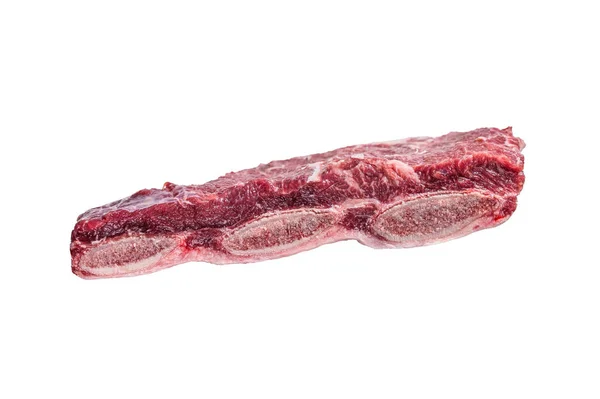 キッチンテーブルの上に生の牛肉の短いリブカルビ 白地に隔離された — ストック写真
