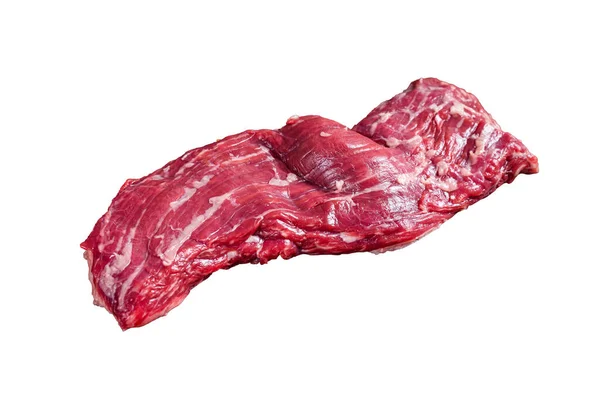 Kasap Masasında Çiğ Pala Etekli Biftek Beyaz Arkaplanda Izole — Stok fotoğraf