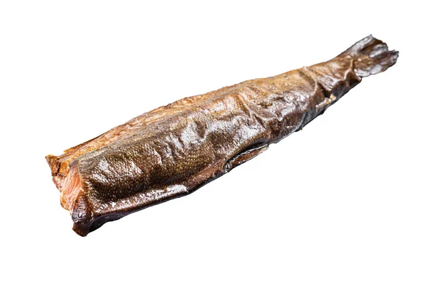 Hot Smoked Rainbow River Trout Headless Isolated White Background — Stock Photo, Image