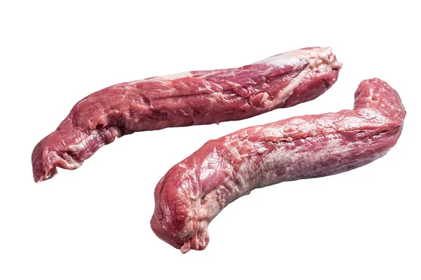 Rohes Filetfleisch Vom Schweinefilet Isoliert Auf Weißem Hintergrund — Stockfoto