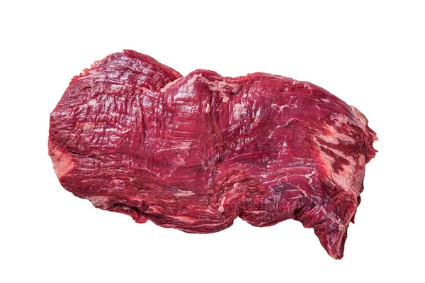 Raw Organic Flank Bavette Flap Beef Steak Isolated White Background — Stock Photo, Image