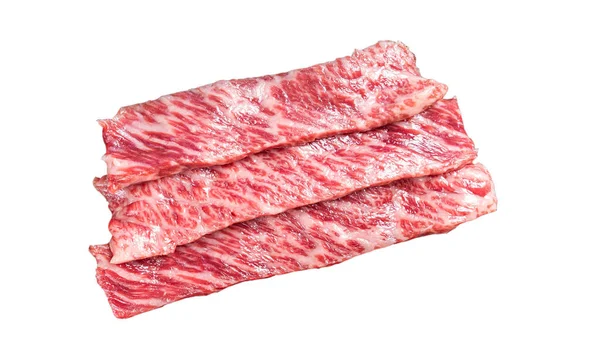 Premium Carne Crua Fatiada Wagyu Bifes Uma Grelha Para Yakiniku — Fotografia de Stock