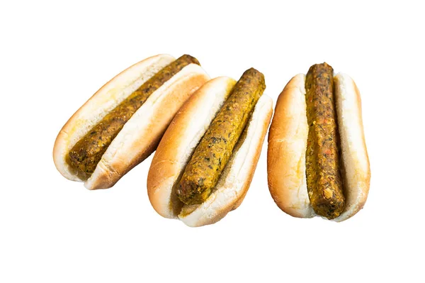 Veganský Hot Dog Bezmasou Vegetariánskou Klobásou Izolováno Bílém Pozadí — Stock fotografie