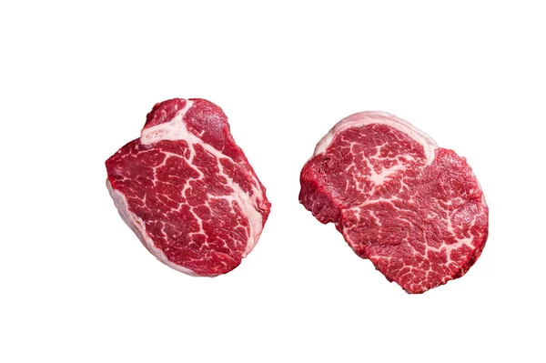 Raw Fillet Mignon Tenderloin Steaks Isolated White Background — Stock Photo, Image