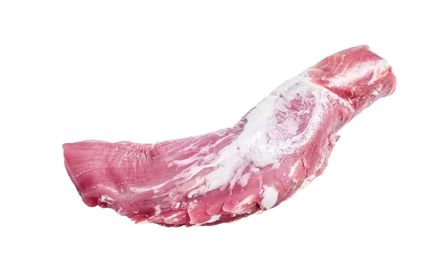 Carne Cruda Lomo Cerdo Aislado Sobre Fondo Blanco — Foto de Stock