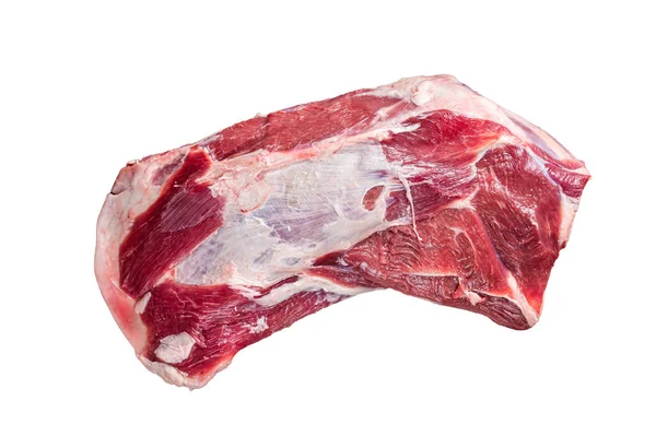 Rohes Lammhammelschulterfleisch Auf Knochen Isoliert Auf Weißem Hintergrund — Stockfoto