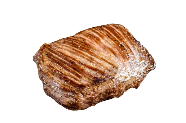 Gegrilltes Rindfleischsteak Auf Einem Marmorbrett Isoliert Auf Weißem Hintergrund — Stockfoto