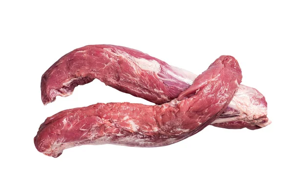 Carne Cruda Solomillo Cerdo Aislado Sobre Fondo Blanco — Foto de Stock