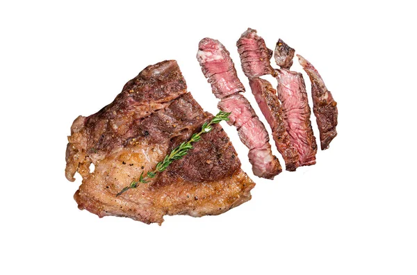 Panggang Bbq Chuck Roll Daging Sapi Steak Dengan Herbal Terisolasi — Stok Foto