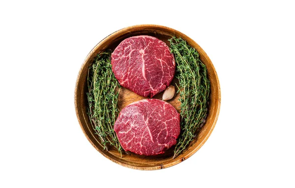 Fresh Meat Fillet Mignon Steaks Beef Tenderloin Isolated White Background — Stock Photo, Image