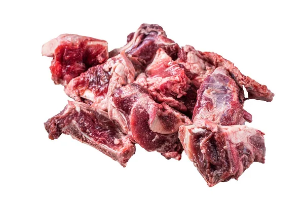 生の子羊の肉のシチューは骨で切る 白地に隔離された — ストック写真