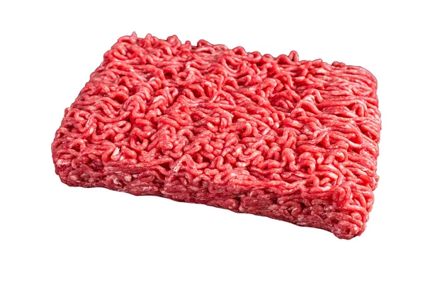 Rauw Gehakt Vlees Een Keukentafel Geïsoleerd Witte Achtergrond — Stockfoto