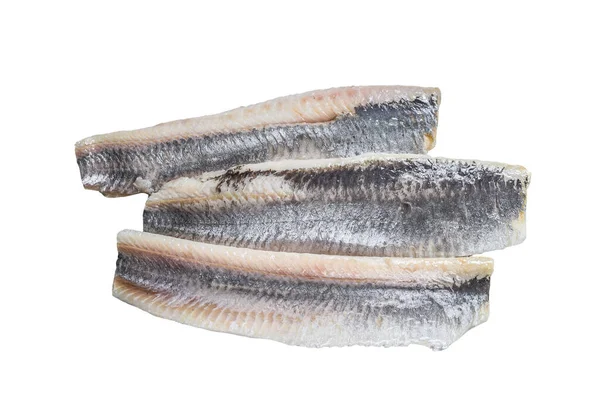 腌制海鲱鱼片 因白人背景而被隔离 — 图库照片