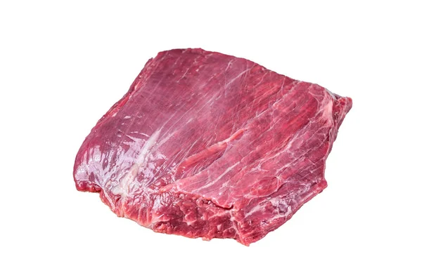 Rohe Flanke Oder Klappsteak Vom Rindfleisch Isoliert Auf Weißem Hintergrund — Stockfoto
