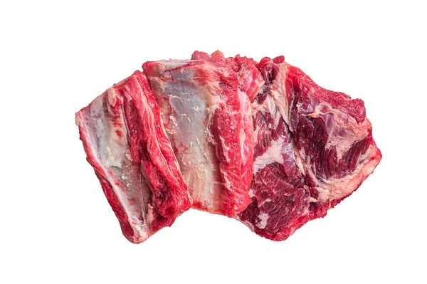 Nötkött Revbensspjäll Rått Kött Köksbordet Isolerad Vit Bakgrund — Stockfoto